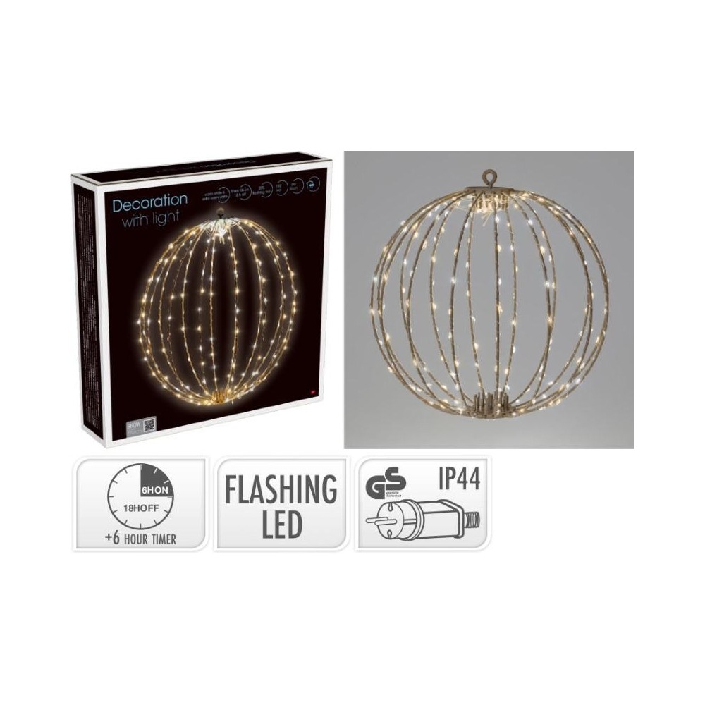 SFERA METALLO ORO 192 LED D.30